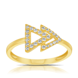 Cubic Zirconia Overlapping Triangle Ring in 9ct Yellow Gold