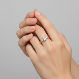 Aquamarine & Diamond Trilogy Ring in 9ct Yellow Gold