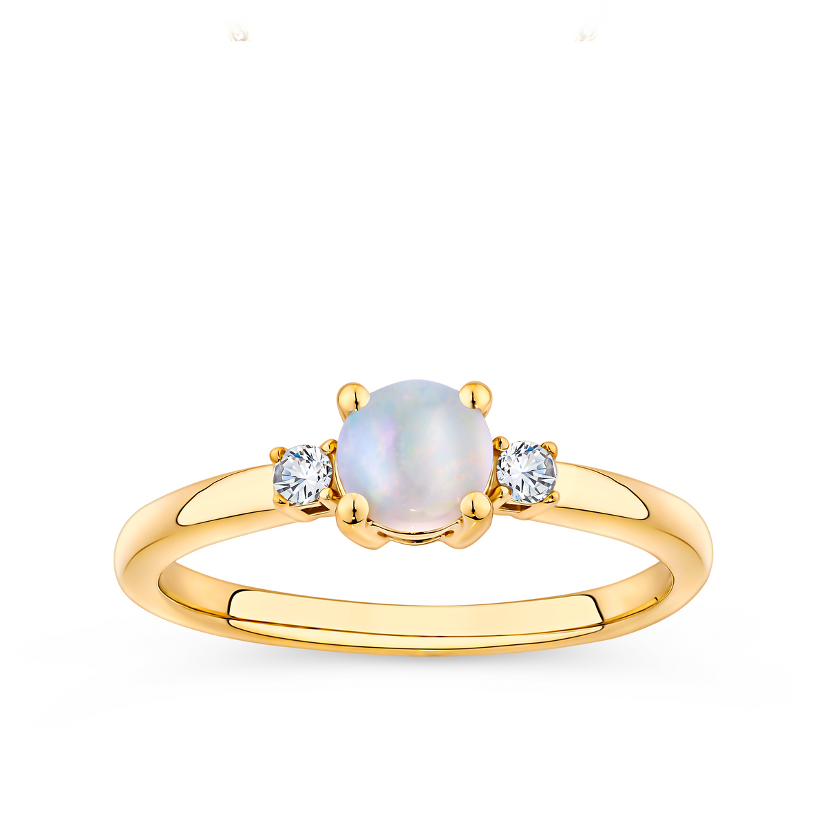 Solid Opal and Diamond Trilogy Ring in 9ct Yellow Gold