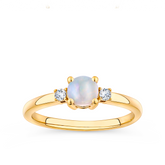 Solid Opal and Diamond Trilogy Ring in 9ct Yellow Gold