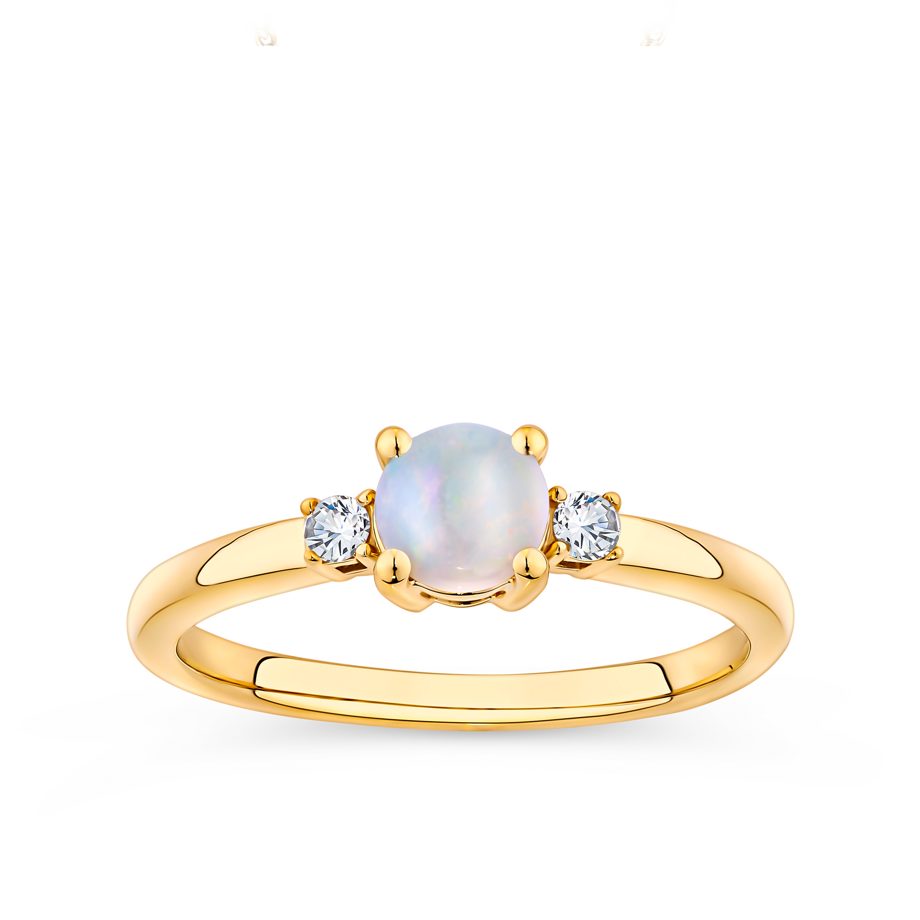 Solid Opal and Diamond Trilogy Ring in 9ct Yellow Gold