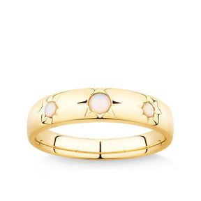 Solid Opal Star Set Band in 9ct Yellow Gold