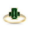 Created Emerald & Diamond Trilogy Ring in 9ct Yellow Gold