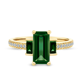 Created Emerald & Diamond Trilogy Ring in 9ct Yellow Gold