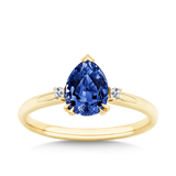 1.48ct TW Created Sapphire & Diamond Pear Ring in 9ct Yellow Gold