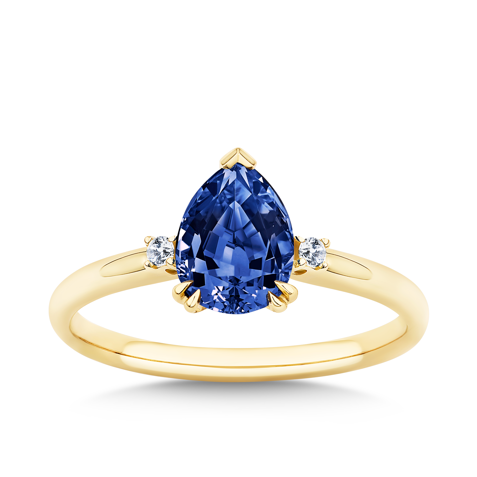 1.48ct TW Created Sapphire & Diamond Pear Ring in 9ct Yellow Gold
