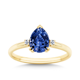 1.48ct TW Created Sapphire & Diamond Pear Ring in 9ct Yellow Gold