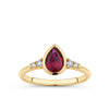 1.00ct TW Pear Cut Created Ruby & Diamond Bezel Set Ring in 9ct Yellow Gold