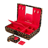 WOLF Leopard Jewellery Box with Red interior with removable travel case
