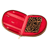 WOLF Jewellery case with Red interior and leopard zipper pouch