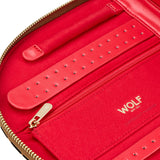 WOLF Jewellery case with Red interior zipper pouch