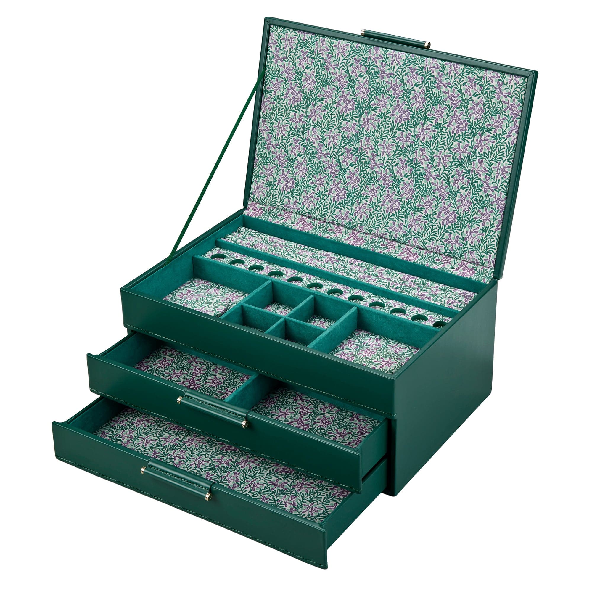 WOLF Sophia Forest Green Fruit Botanical Large Jewellery Box