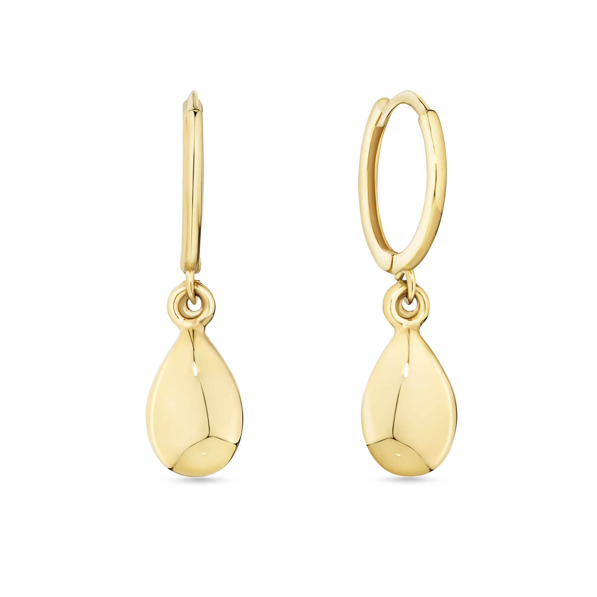 Teardrop Huggie Hoop Earrings in 9ct Yellow Gold