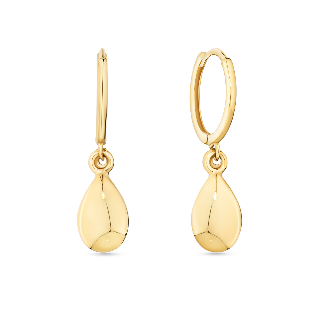 Teardrop Huggie Hoop Earrings in 9ct Yellow Gold