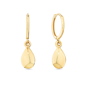 Teardrop Huggie Hoop Earrings in 9ct Yellow Gold