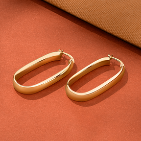 Oval Hoop Earrings in 9ct Yellow Gold