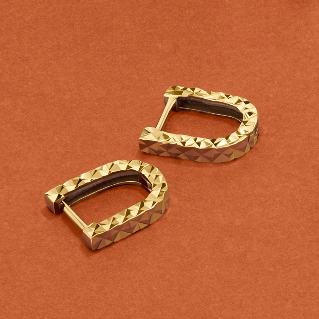 Petite Oval Shape Huggies Earrings in 9ct Yellow Gold