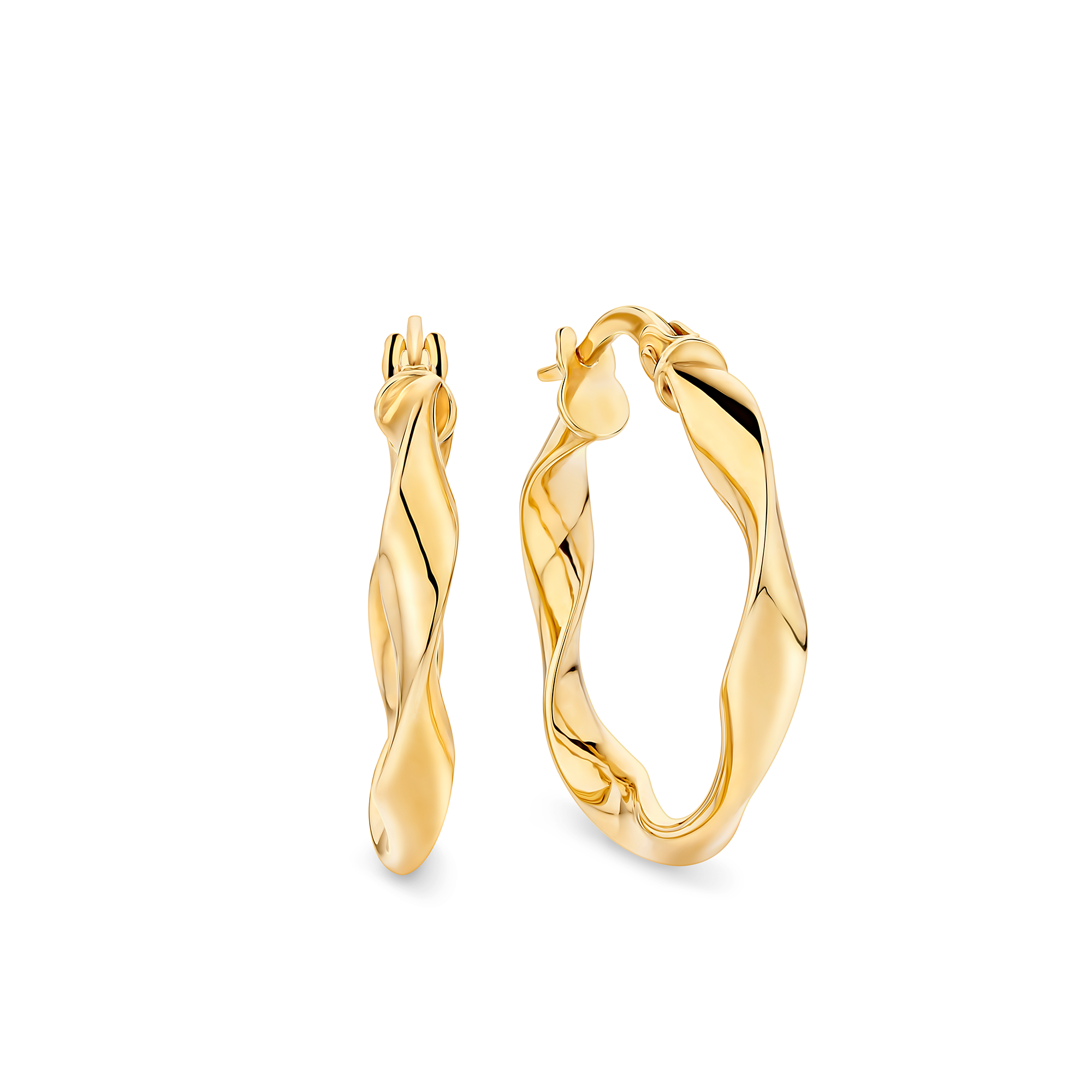 Ribbon Twist Hoop Earrings in 9ct Yellow Gold