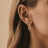 Large Diamond Cut Hoop Earrings in 9ct Yellow and White Gold