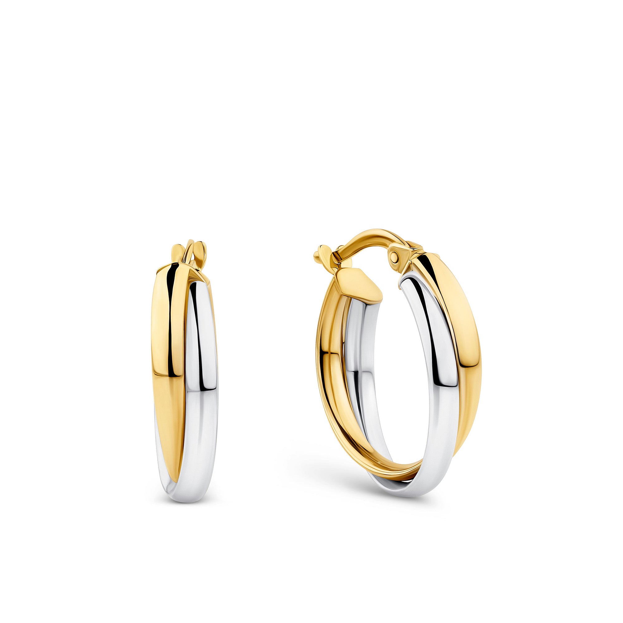 Twist Hoop Earrings in 9ct Yellow and White Gold