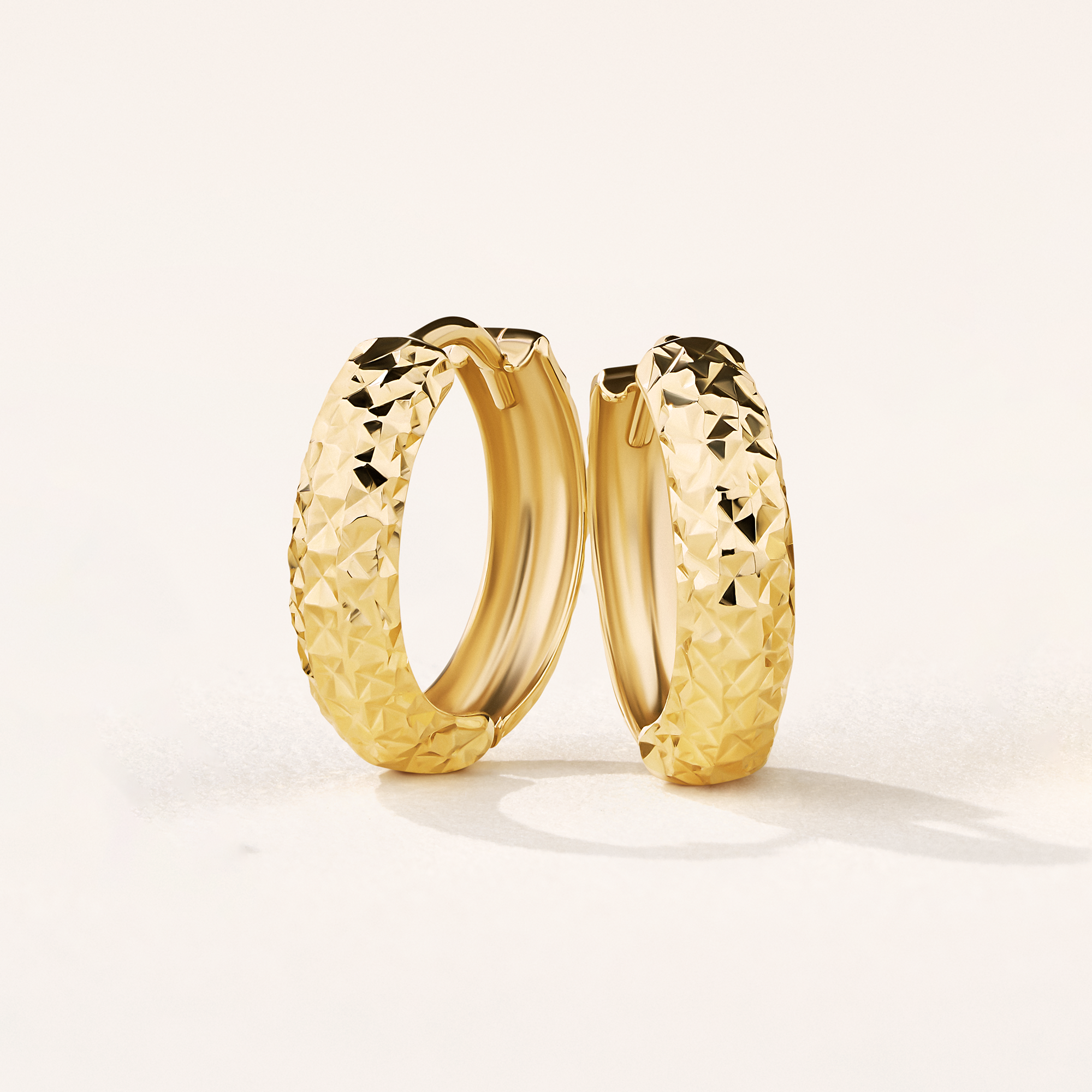 Diamond Cut Huggie Earrings in 9ct Yellow Gold