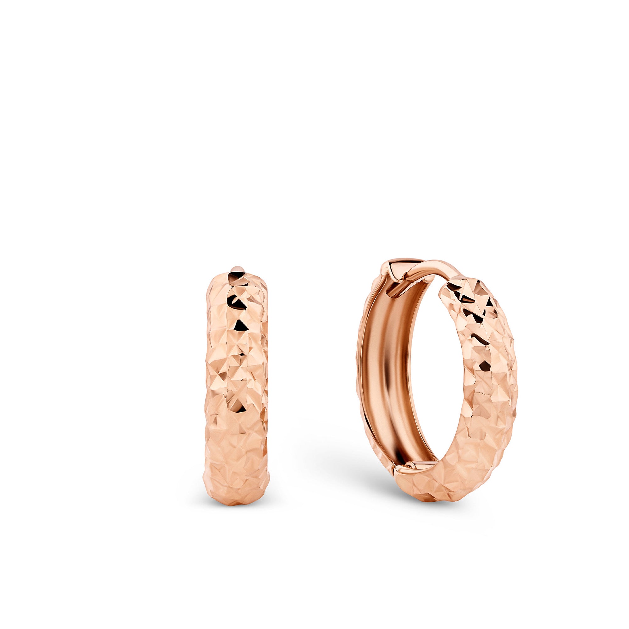 Diamond Cut Huggie Earrings in 9ct Rose Gold