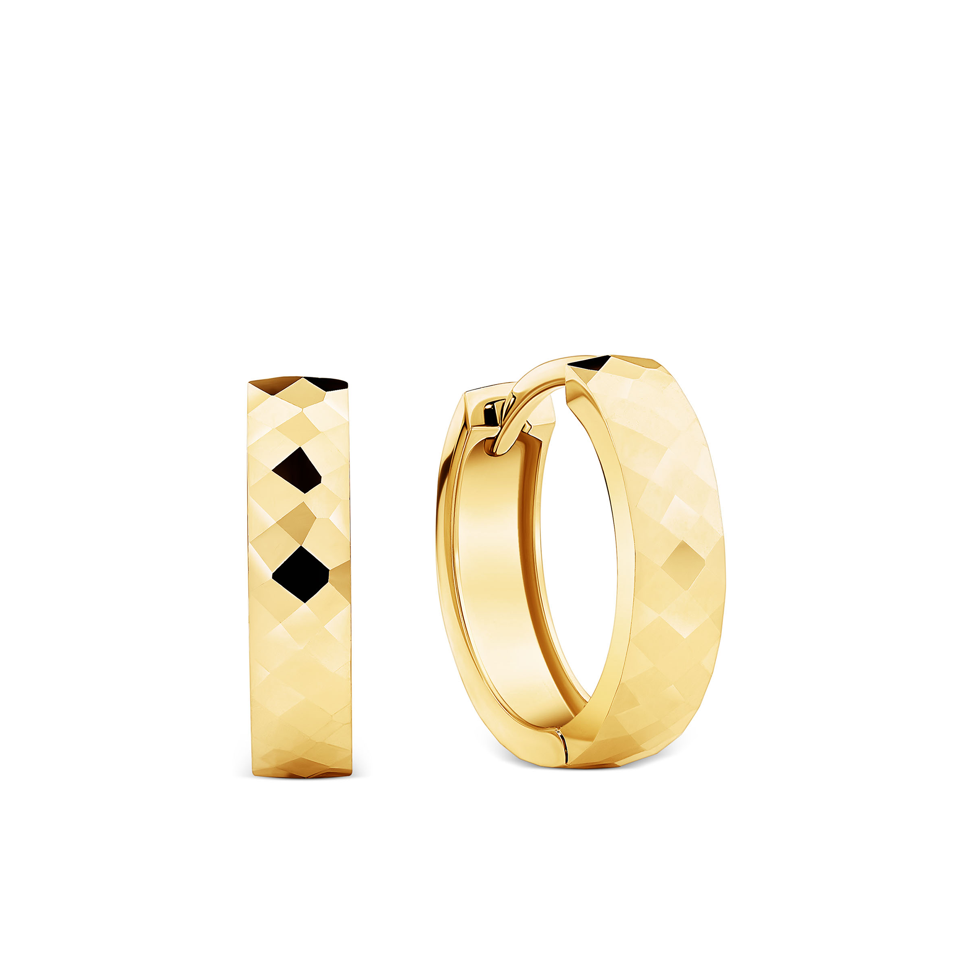 Diamond Cut Huggie Earrings in 9ct Yellow Gold