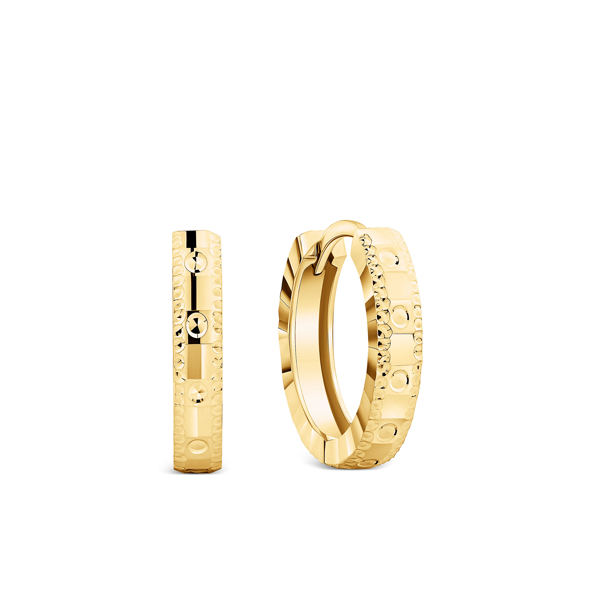 Diamond Cut Huggie Earrings in 9ct Yellow Gold