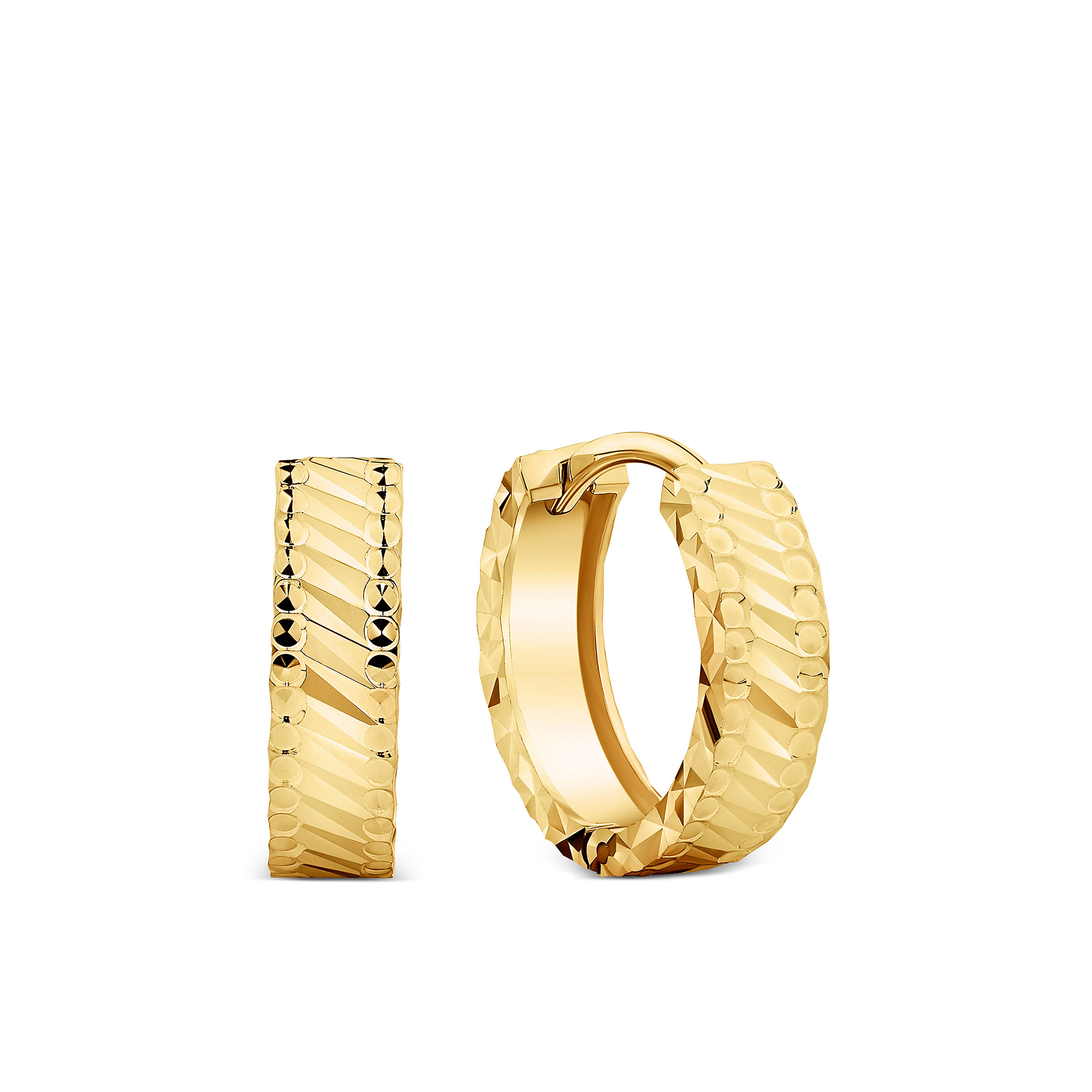 Diamond Cut Huggie Earrings in 9ct Yellow Gold