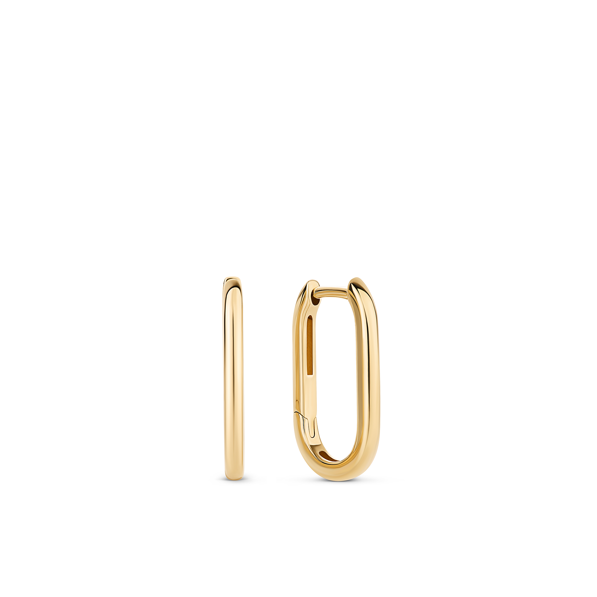 Paperclip Huggie Earrings in 9ct Yellow Gold