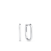 Paperclip Huggie Earrings in 9ct White Gold