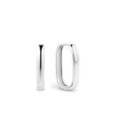 Paperclip Huggie Earrings in 9ct White Gold