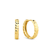 Large Thin Diamond Cut Huggie Earrings in 9ct Yellow Gold