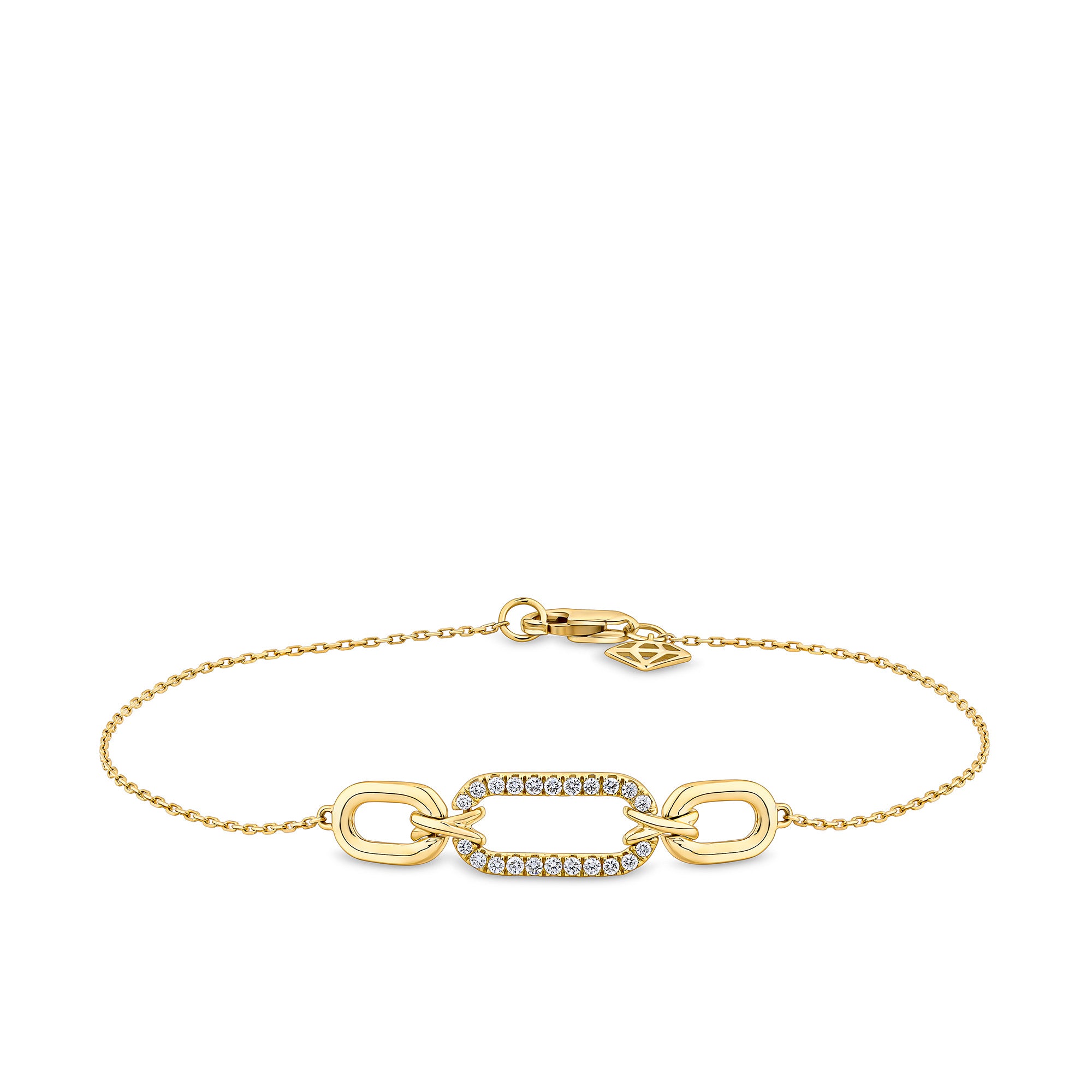 0.10ct TDW Diamond Paperclip Bracelet in 9ct Yellow Gold