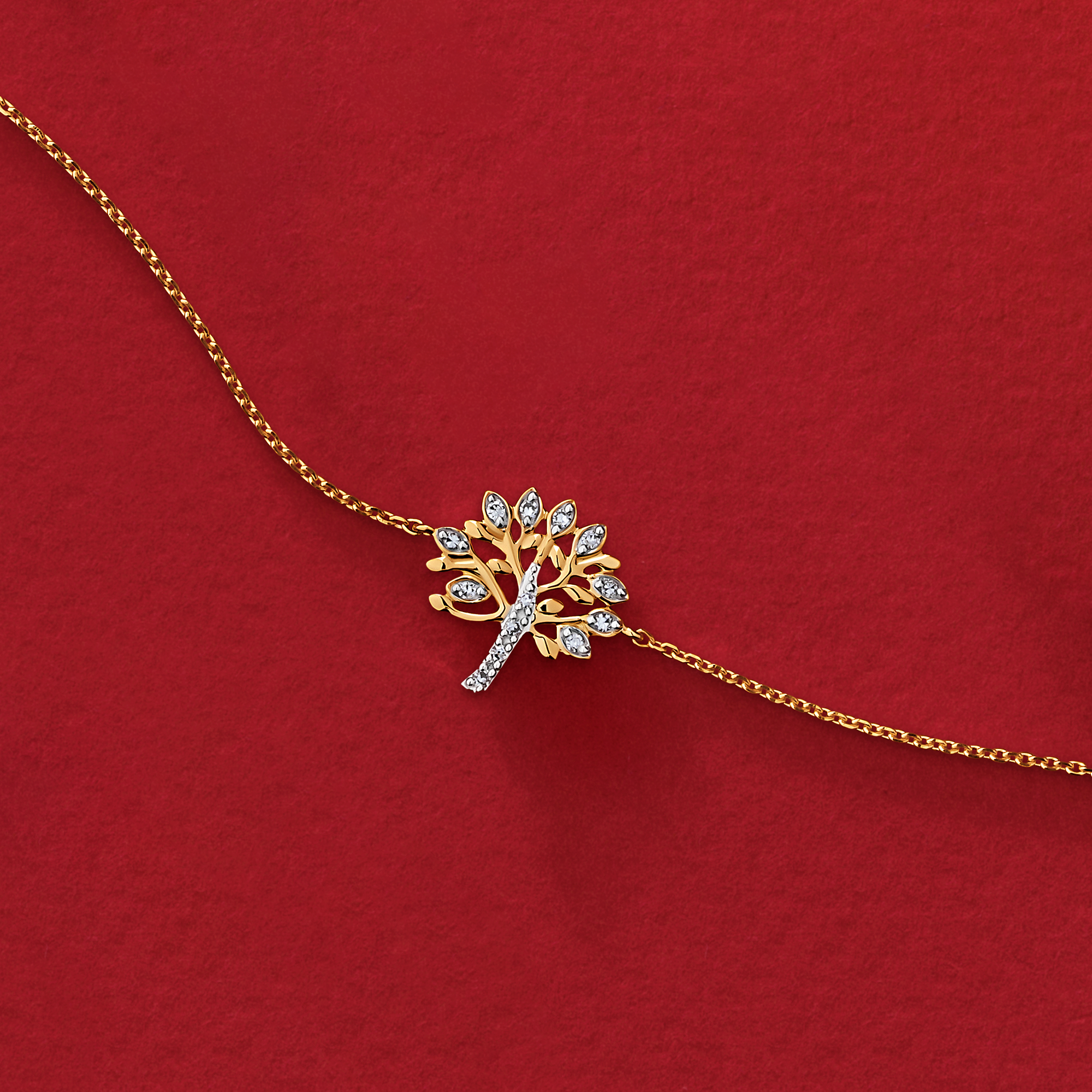 Diamond Tree of Life Bracelet in 9ct Yellow Gold