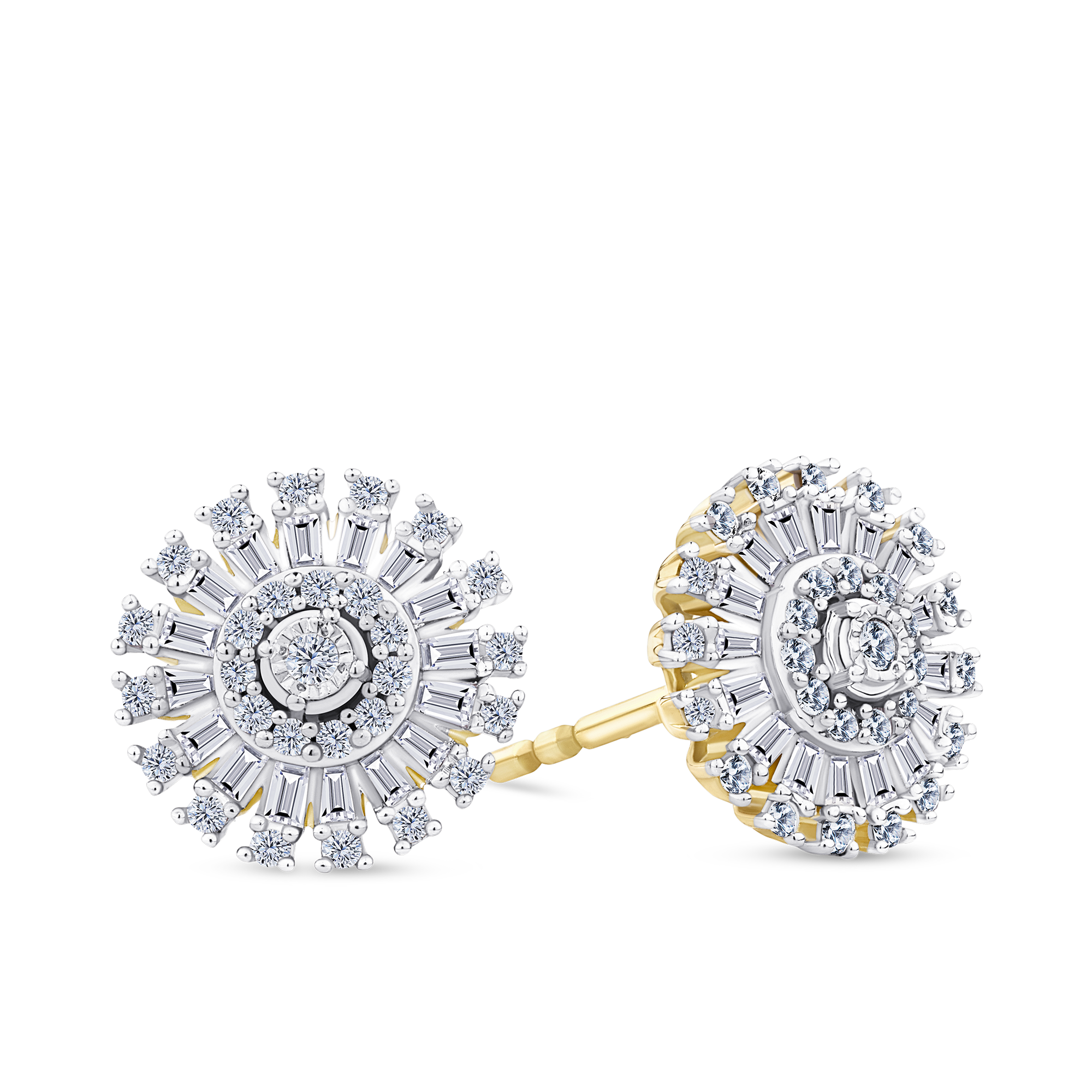 0.37ct TW Diamond Halo Earrings in 9ct Yellow and White Gold