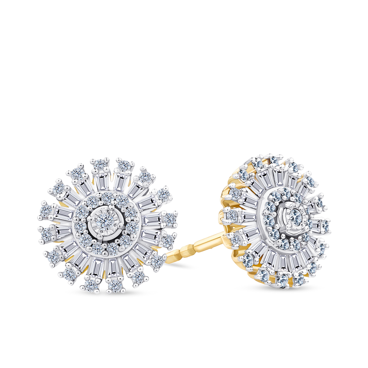 0.37ct TW Diamond Halo Earrings in 9ct Yellow and White Gold