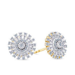 0.37ct TW Diamond Halo Earrings in 9ct Yellow and White Gold