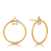 Diamond Star & Circle Drop Earrings in 9ct Yellow Gold