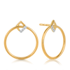 Diamond Square & Circle Drop Earrings in 9ct Yellow Gold
