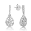 Diamond Pear Shape Cluster Drop Earrings in 9ct White Gold