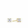 0.15ct TW diamond solitaire stud earrings in 9ct yellow gold, photographed front on against a plain background. Each earring features a round brilliant cut diamond in a classic four-claw setting with a secure butterfly back fastening.