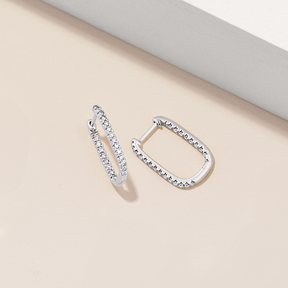 0.34ct TW Diamond Paperclip Huggie Earrings in 9ct White Gold