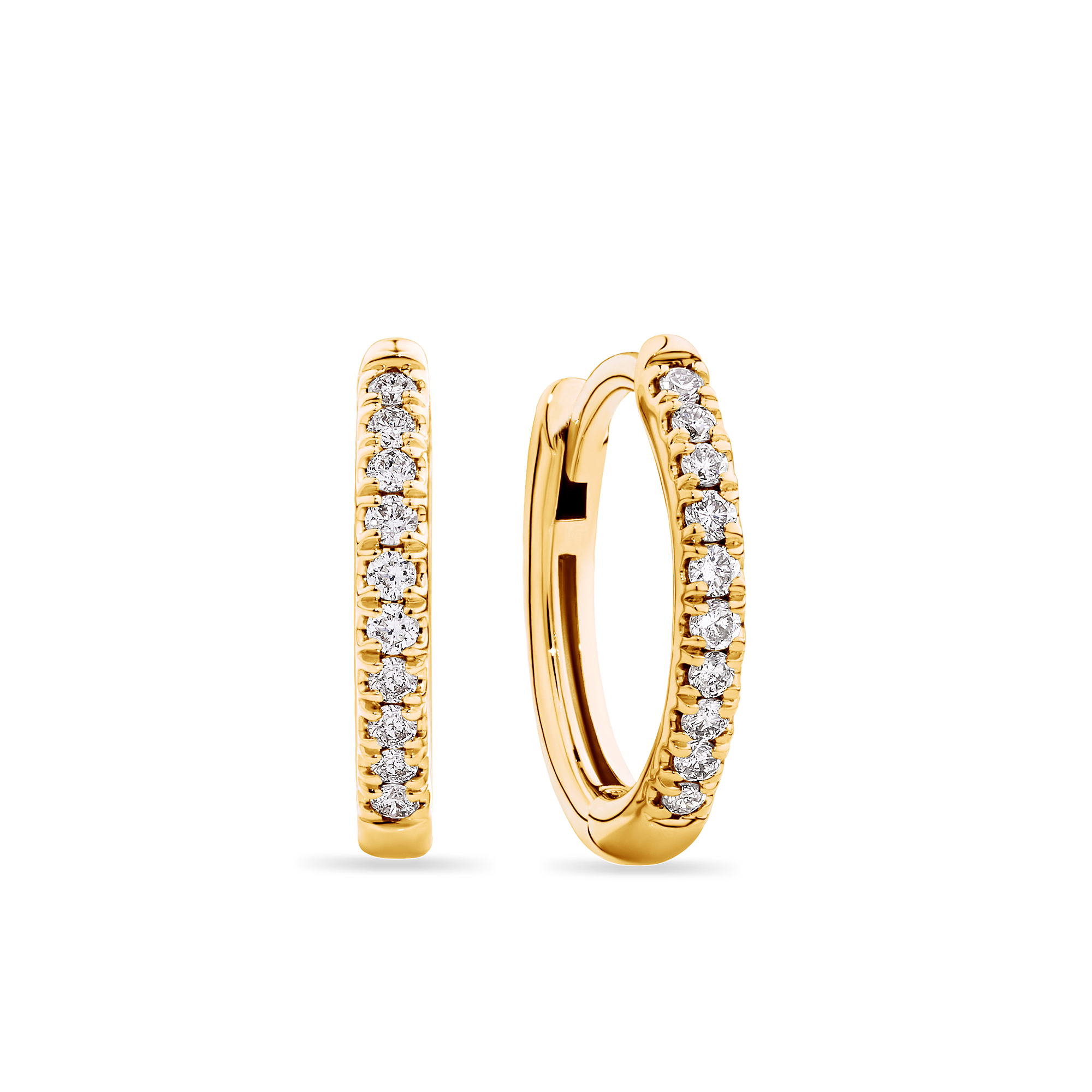 Petite Pave Huggie Earrings in 9ct Yellow Gold