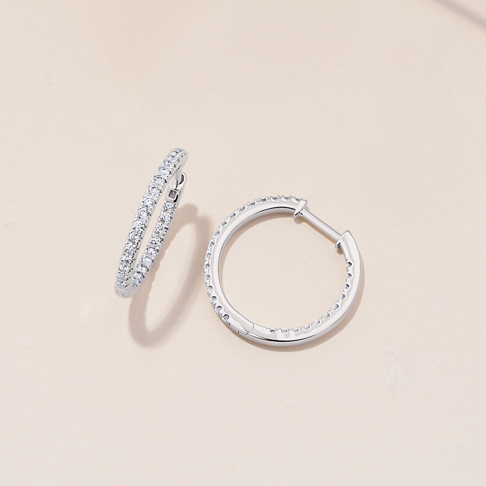 0.50ct TW Diamond Hoop Earrings in 9ct White Gold