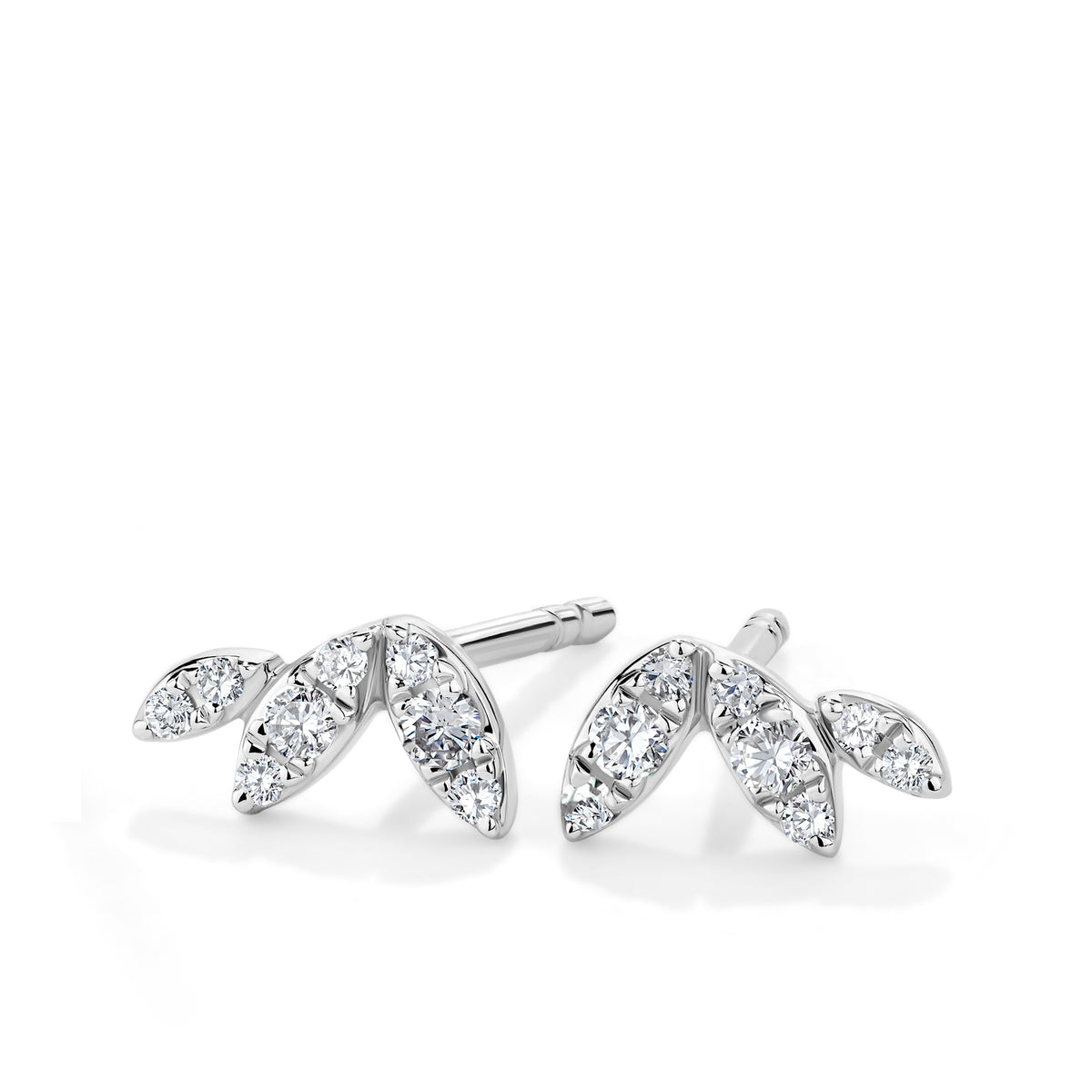 Marquise Round Diamond Earrings in 9ct White Gold