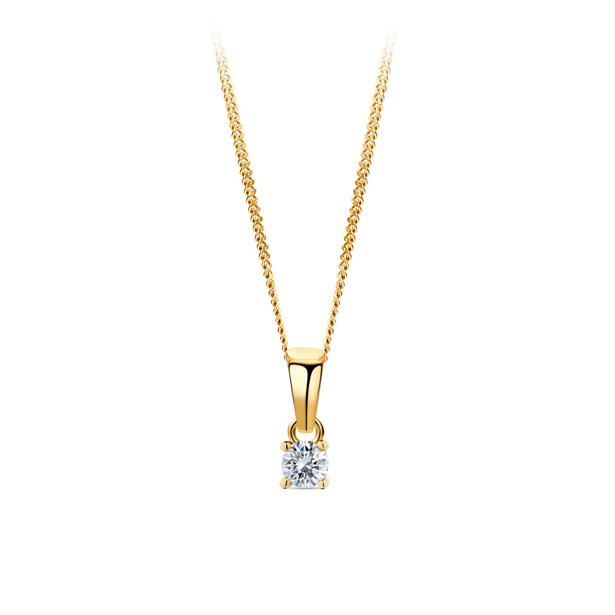 Solitaire Round Brilliant Cut Diamond Pendant in 9ct Yellow Gold