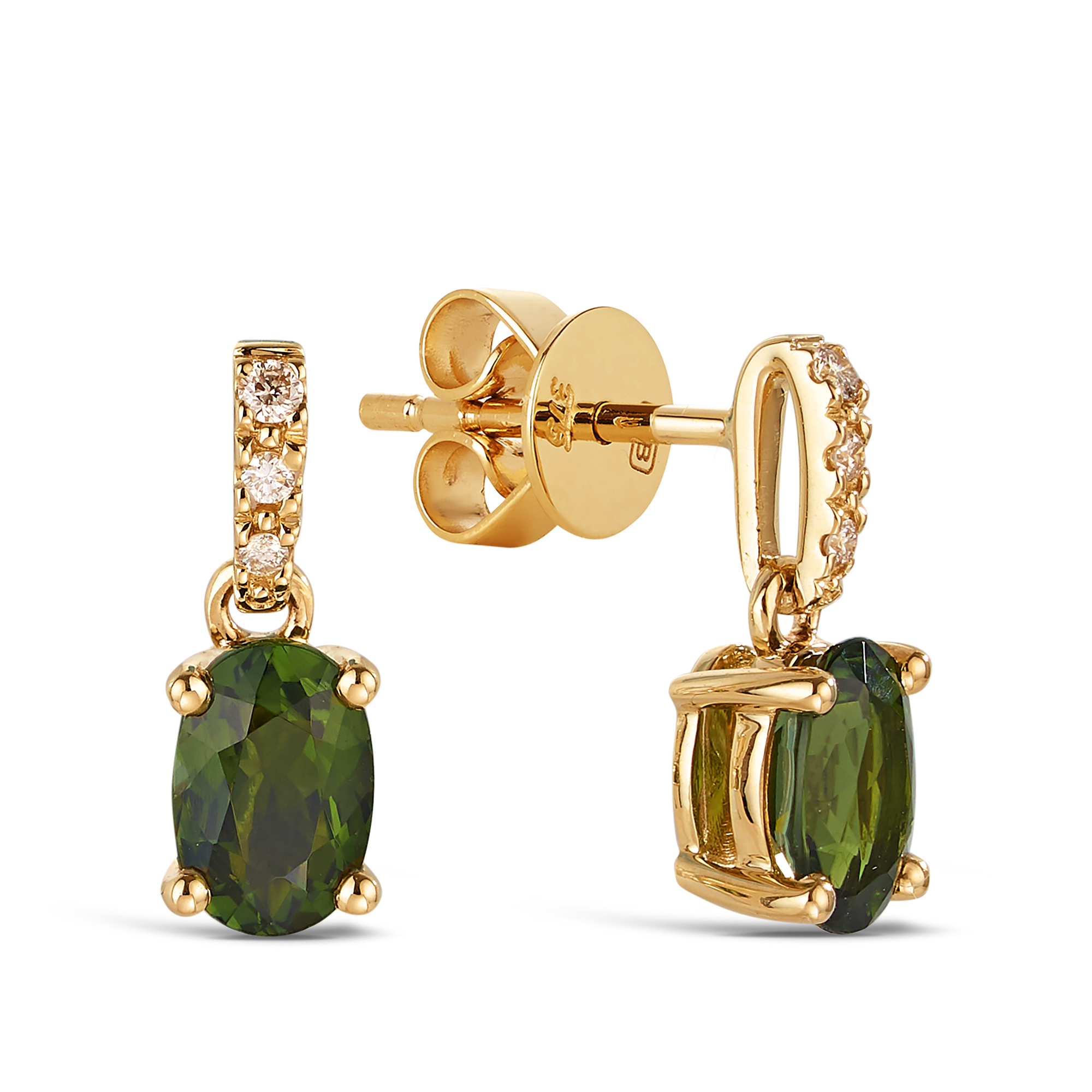 Bluebird™ Tourmaline & Diamond Drop Earrings in 9ct Yellow Gold