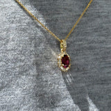Bluebird™ Rhodolite Garnet & 0.15ct TW Diamond Pendant with Chain in 9ct Yellow Gold