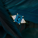 Bluebird London Blue Topaz & 0.26ct TW Diamond Ring in 9ct Yellow Gold